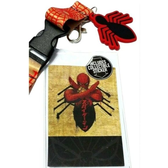 Bioworld Marvel Spider-Man Lanyard with Sticker, ID Badge Holder & Rubber Charm - Picture 3 of 9